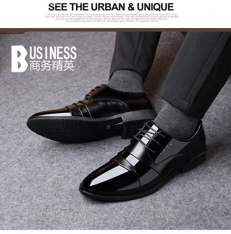 Chaussures de ville pour hommes, luxe, en cuir verni, style Oxford, pour hommes, chaussures habillées en cuir de haute qualité