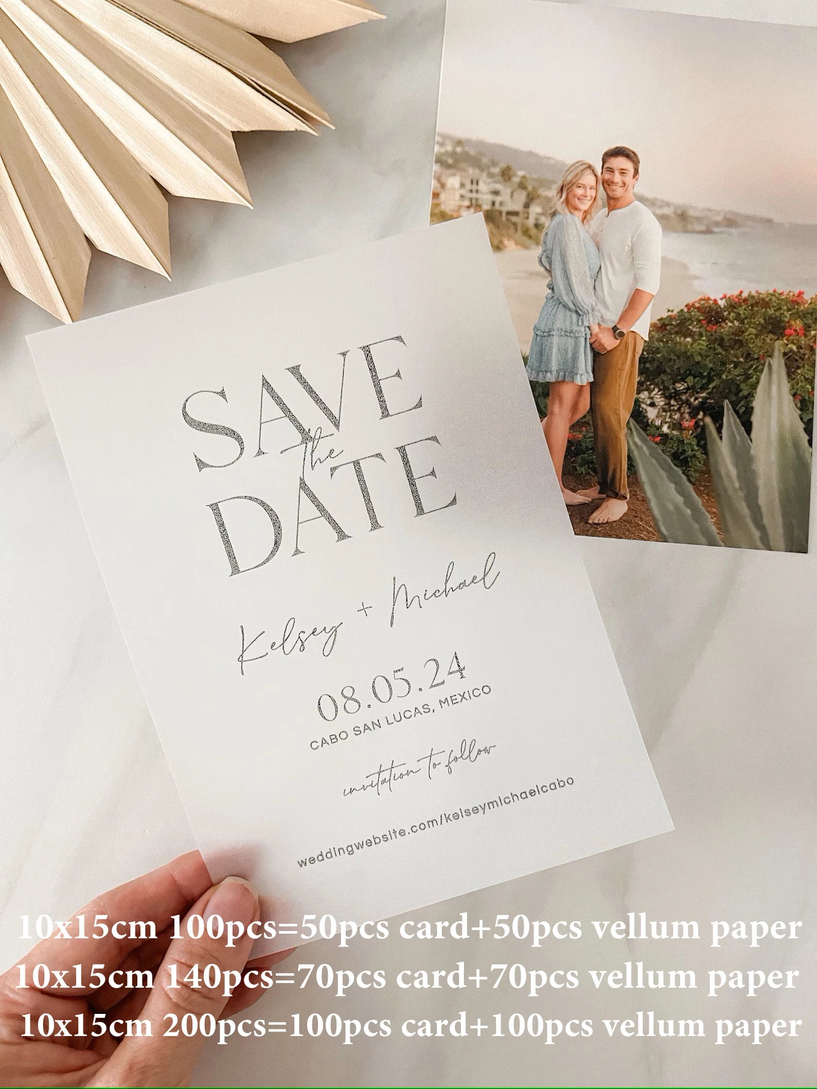 Faire-part de mariage élégant et personnalisé avec papier calque, annonce de mariage, fiançailles, nom personnalisé, fournitures de fête