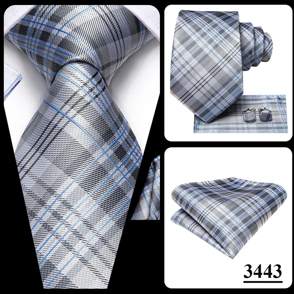 Silk Paisley & Floral Necktie Gift Set | Groom & Groomsmen Wedding Tie with Pocket Square & Cufflinks