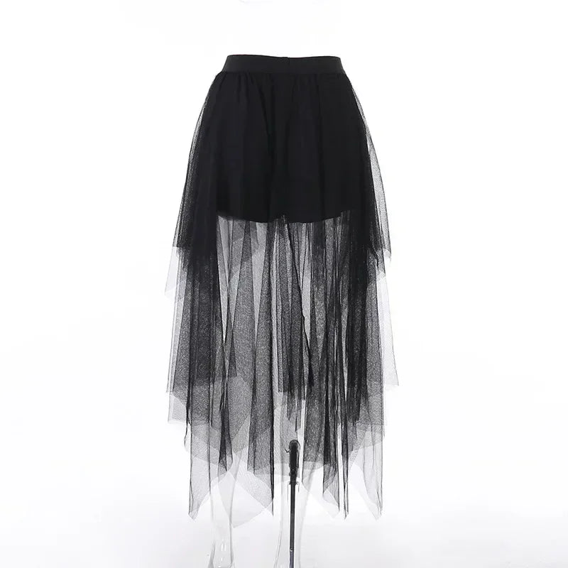 Jupes décontractées Punk Sexy en maille taille haute irrégulière pour femmes, nouvelle jupe polyvalente de style gothique européen et américain pour l'été