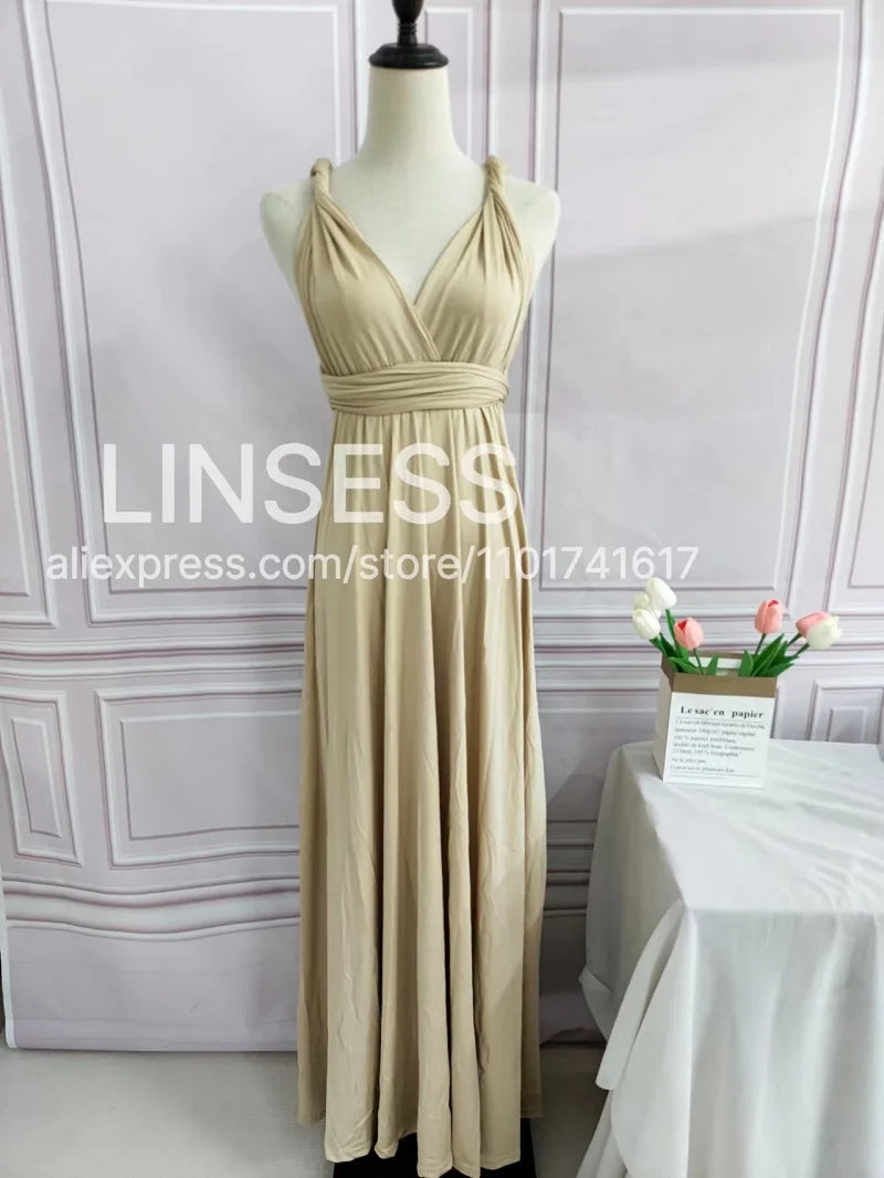 Robe de demoiselle d'honneur, robe longue vert olive de demoiselle d'honneur, robe convertible pour cortège nuptial, robe infinie multivoies, robe sur mesure