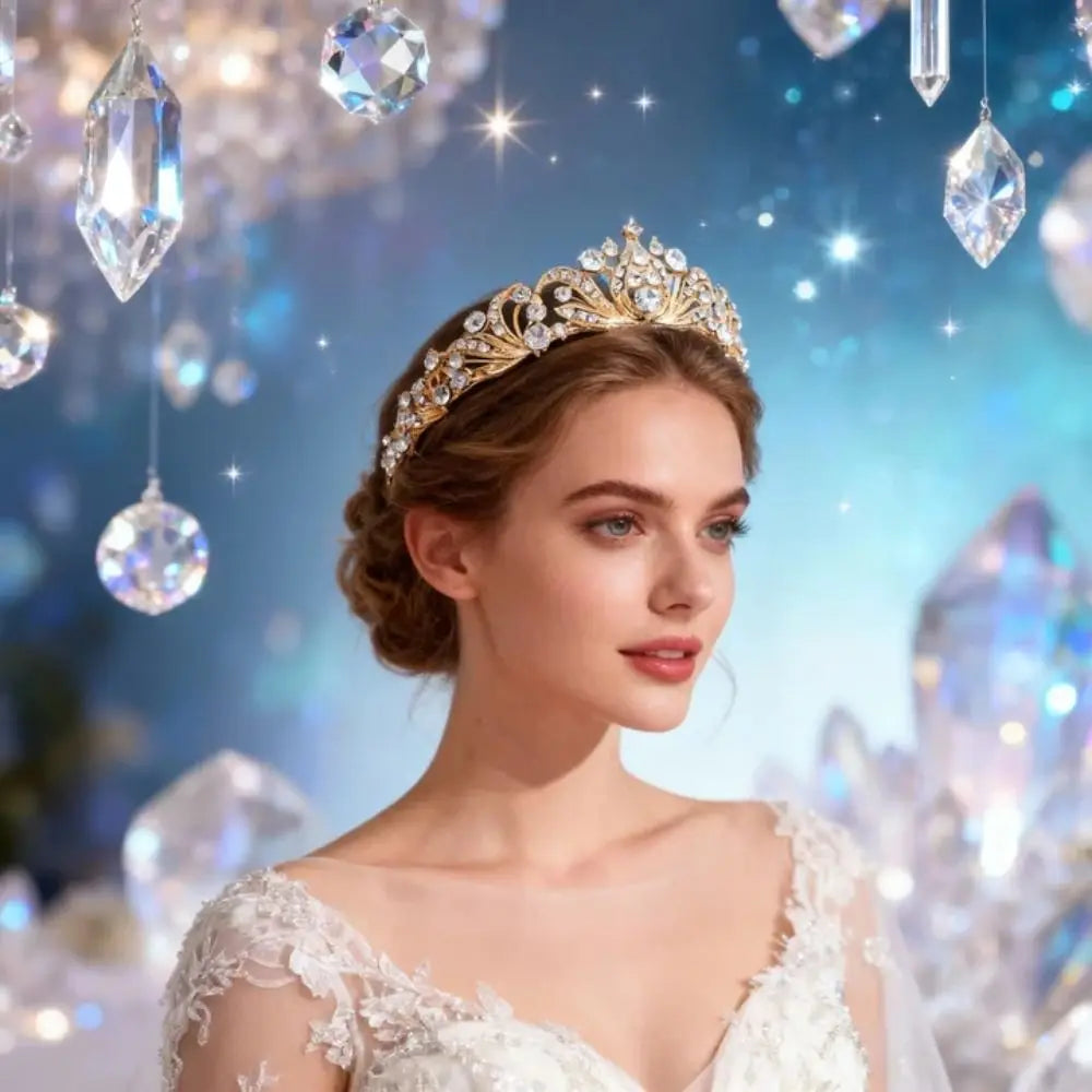 Accessoires pour cheveux Strass Couronnes de mariée Cristal Couronne de mariage élégante Tiaras de princesse légères et tendance Célébrations
