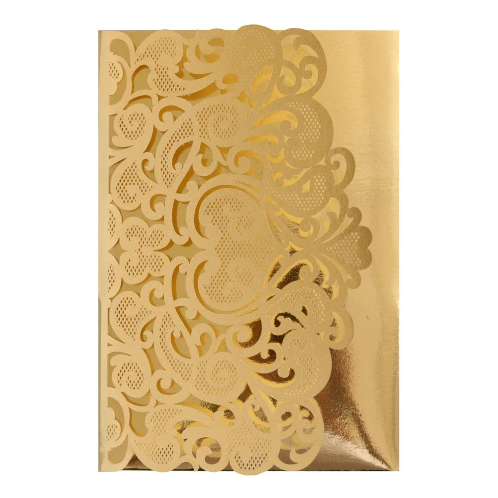 6 Pièces/Lot 3D Pop Up Mariés Ivoire Carte d'invitation de mariage Laser Poche Florale Douche nuptiale Invitations de fiançailles