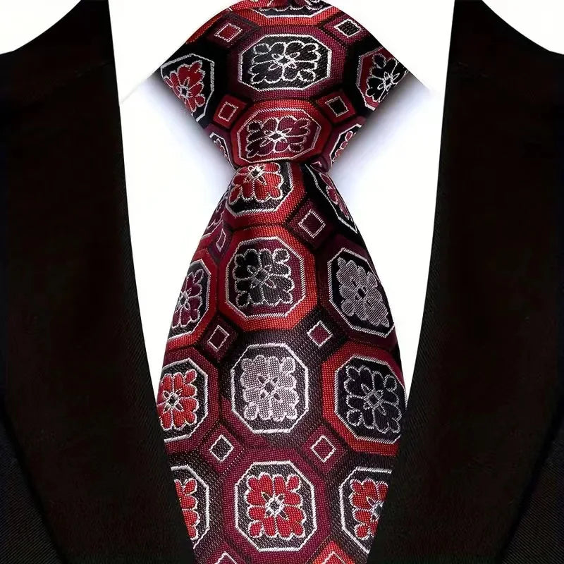 Cravate de luxe 8CM pour homme, motifs floraux et cachemire, tissée jacquard, accessoires pour occasions d'affaires et de mariage.