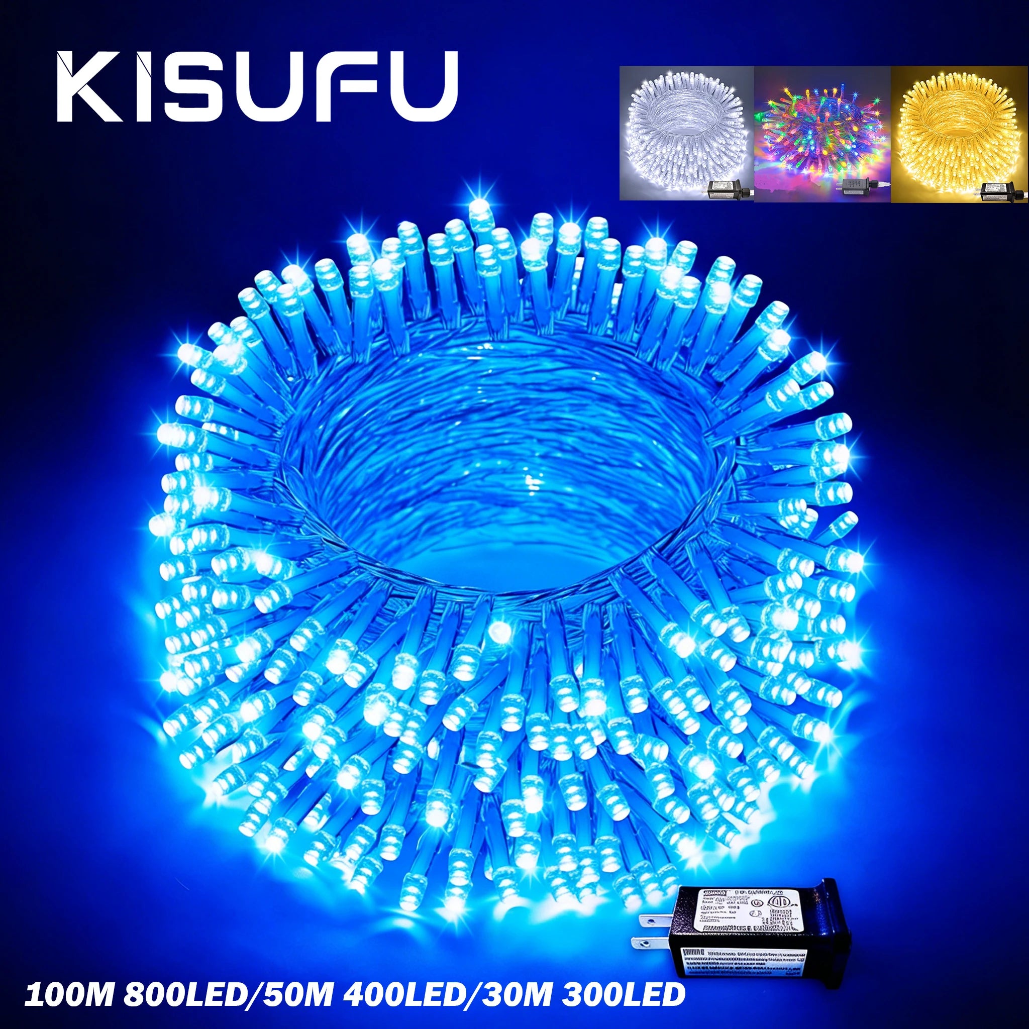 24V 100/800LED String Lights 8 Modes Waterproof Blue White Warm RGB LED Fairy Lights Courtyard Christmas Party Wedding Decor