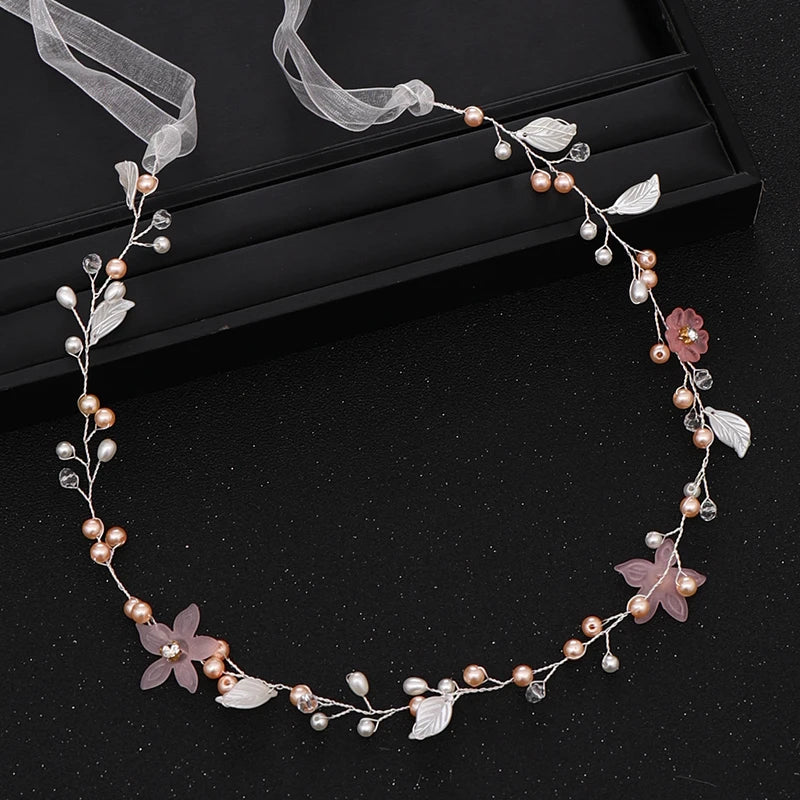 Accessoires de cheveux de mariage Bandeau de perles de mariée Bandeau doré Bijoux de cheveux de fleurs de mariée Bandeau de princesse Cadeau fait main pour fête