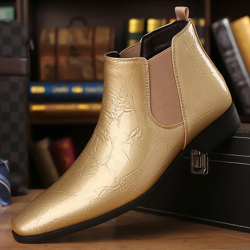 Bottes Chelsea Homme Grandes Tailles 39-48 Bottines Rétro de Haute Qualité Bottes en Cuir Tendance pour Hommes Chaussures Habillées d'Affaires Zapatos