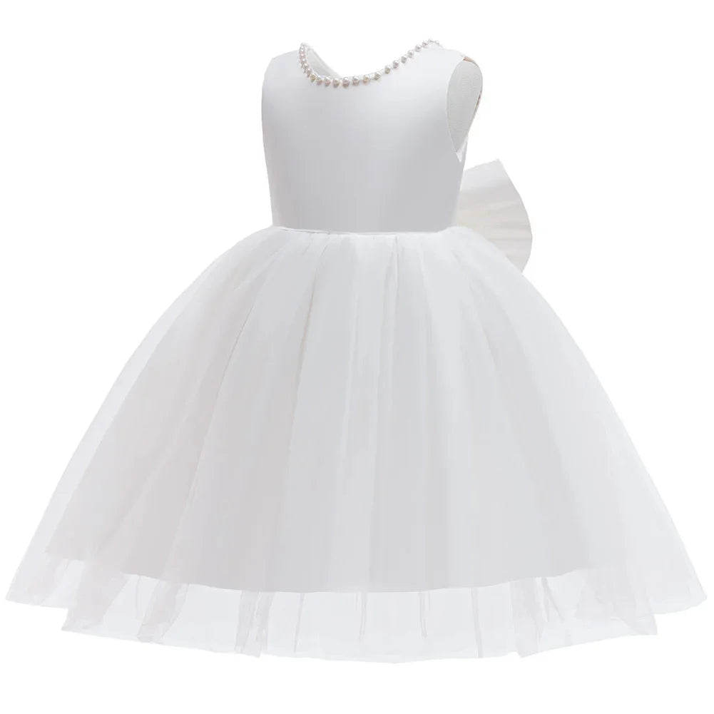 Evening Dress Gown for Girls Weddings Bridesmaid Costume Flower Girl Princess Dress White Dress Kids Baptismal Ceremony Clothes