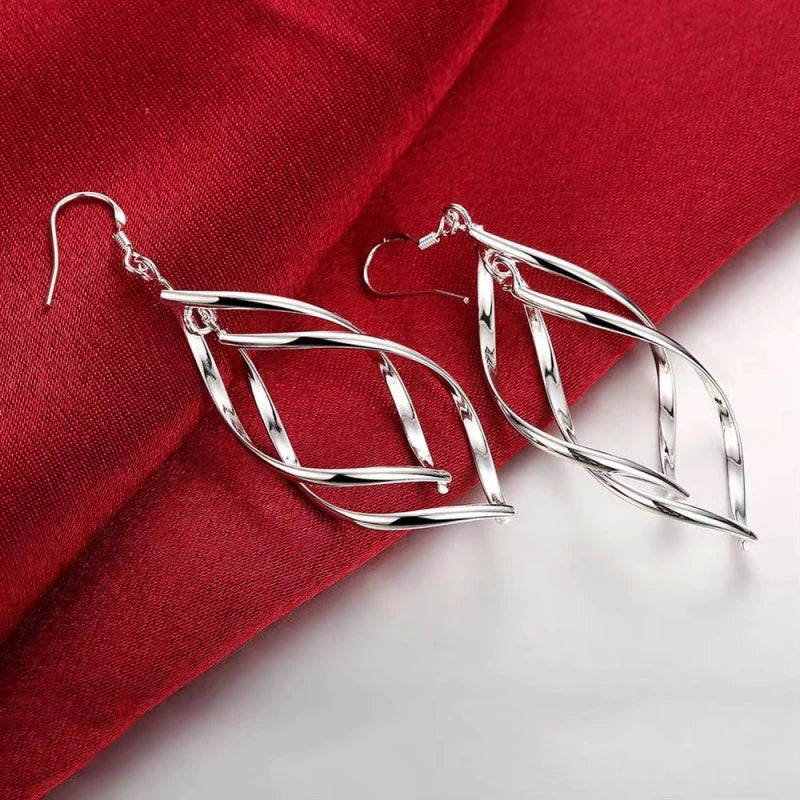 Boucles d'oreilles pendantes élégantes - Bijoux de mariée en argent sterling 925