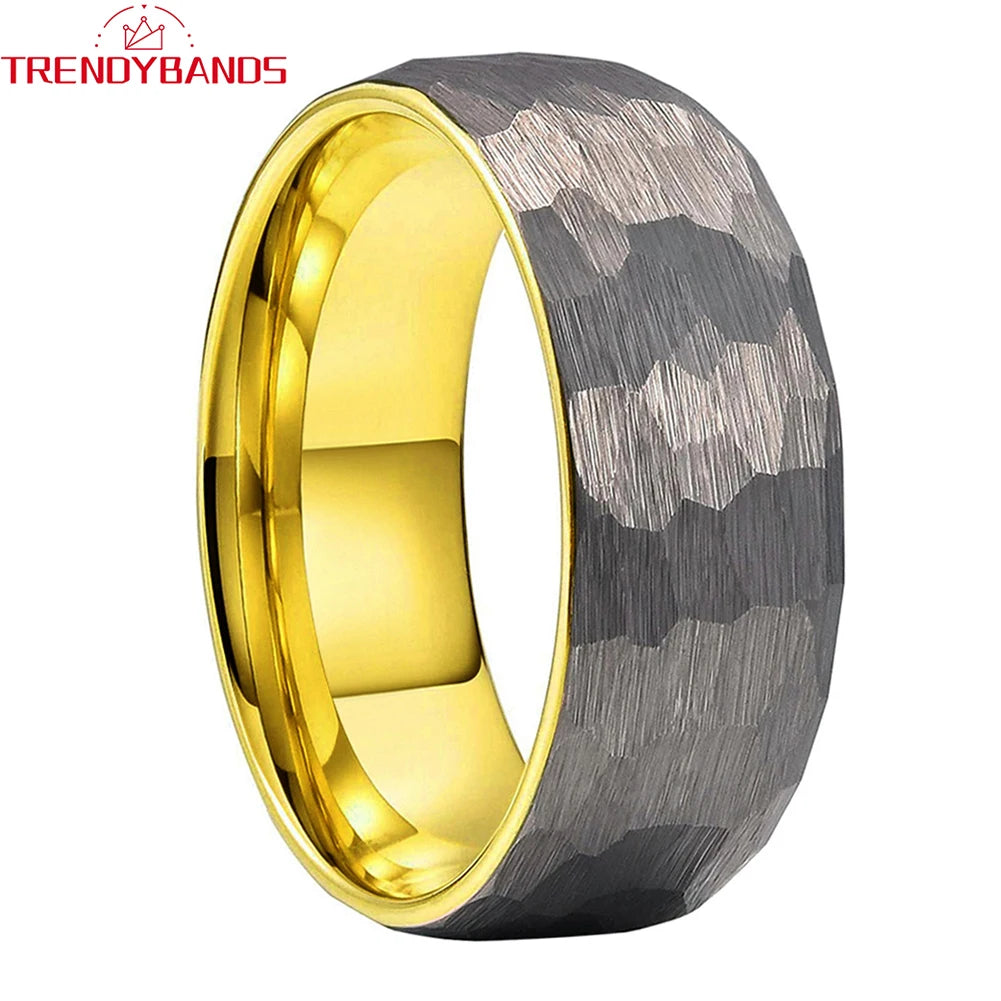 6mm 8mm Hammered Tungsten Carbide Wedding Band for Men Women Domed Brushed Finish Fashion Jewelry Comfort Fit