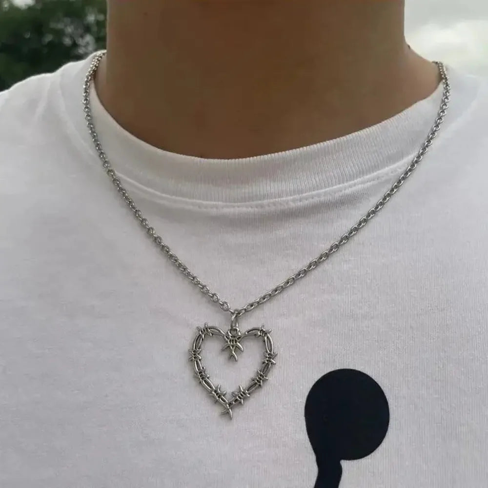 Gothic Thorn Love Pendant Necklace — Men's & Unisex