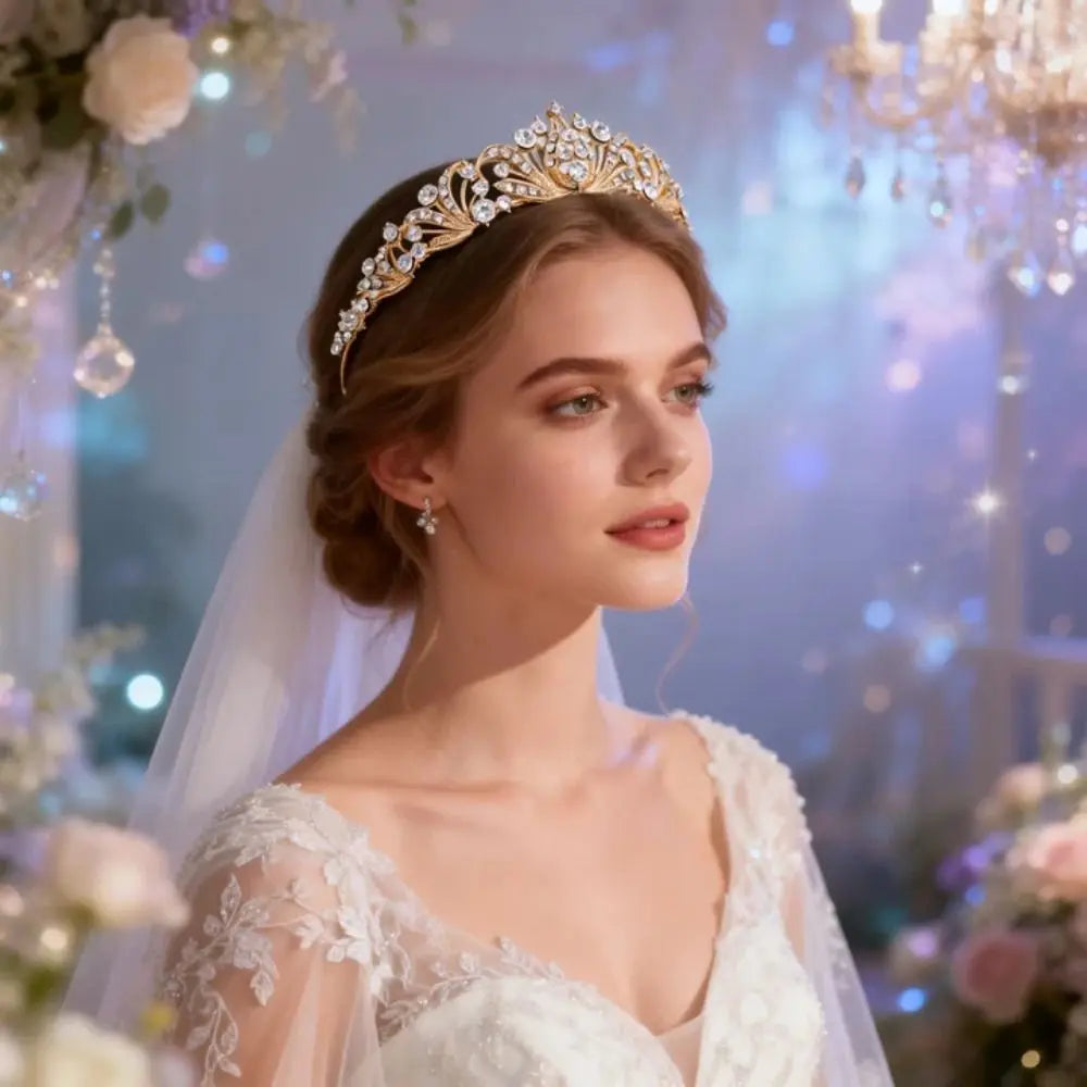 Accessoires pour cheveux Strass Couronnes de mariée Cristal Couronne de mariage élégante Tiaras de princesse légères et tendance Célébrations