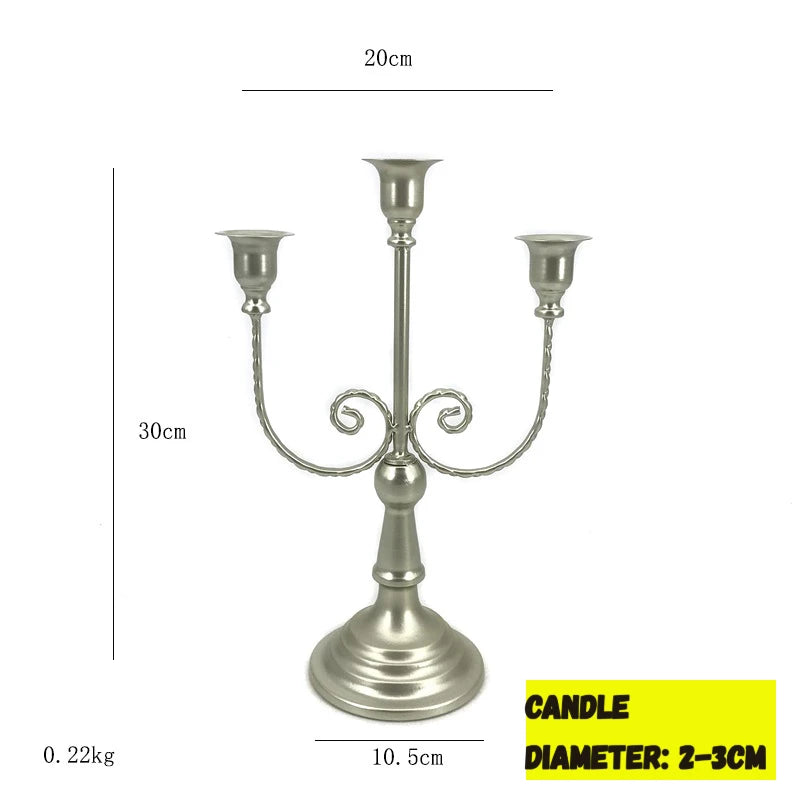 Chandelier en Métal Vintage, Bougeoir à 3 Bras/3 Coupelles avec Base Solide, Décoration de Mariage, Centre de Table Rétro pour Ornement de Table à Domicile