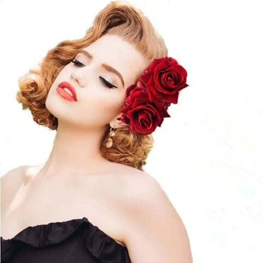 Accessoires de mariée élégants pour festival de mode Bijoux de cheveux de demoiselle d'honneur Double épingle à cheveux rose Pince à cheveux florale de mariée