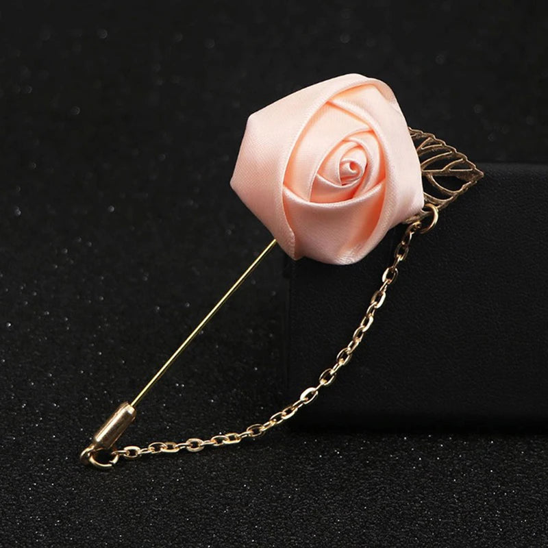 Korean-Style Fabric Flower Boutonniere Corsage Pin | Groom & Wedding Party