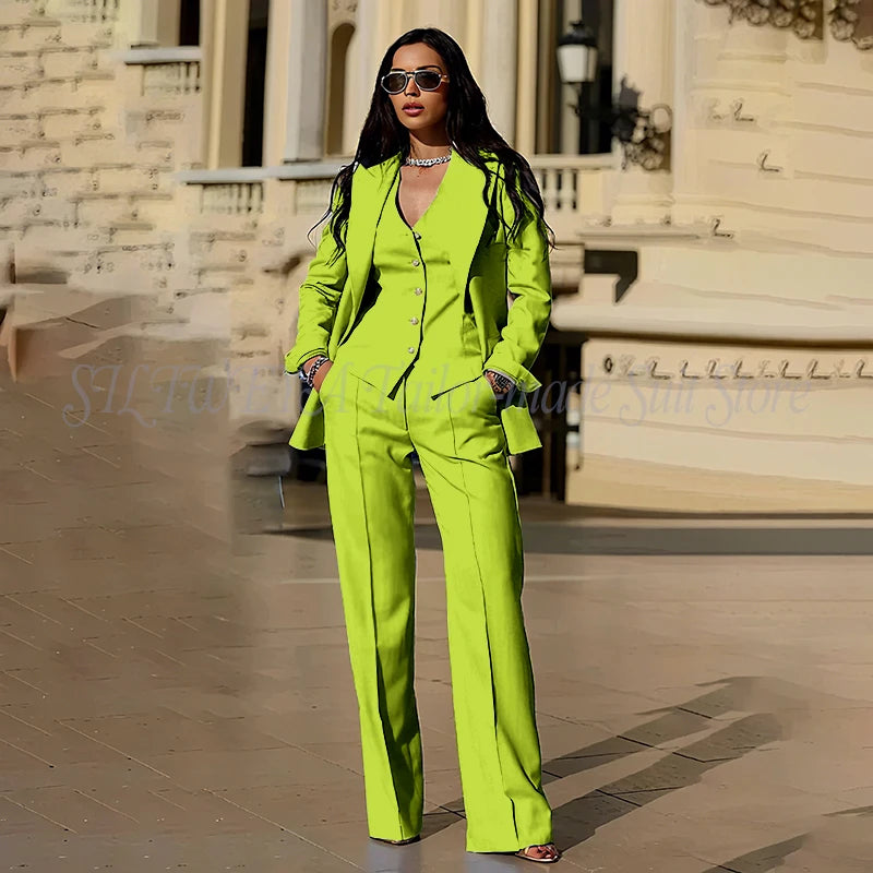 Ensembles tailleur 3 pièces pour femme : veste, pantalon et gilet - Tenues décontractées élégantes pour le bureau - Vêtements féminins de haute qualité - Ensembles blazer chics et formels