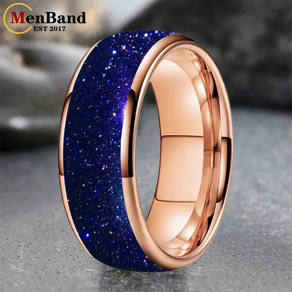 Bague de mariage pour homme 4/6/8mm - Bague en carbure de tungstène avec sable galactique concassé Espace cosmique Bague de mariage unisexe Bague de fiançailles Pour lui