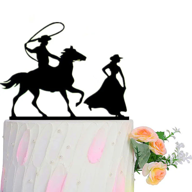 Funny Wedding Party Cake Topper Mariée Marié M. Mme Acrylique Noir Gâteaux de mariage Style Sport Mixte Couples Cake Décoration de mariage