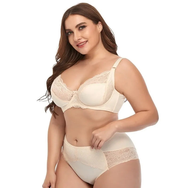 Ensemble de Lingerie Sexy en Dentelle Soutien-Gorge et Culotte Femme Grande Taille Bretelles Réglables Style Simple Confortable Beauwear