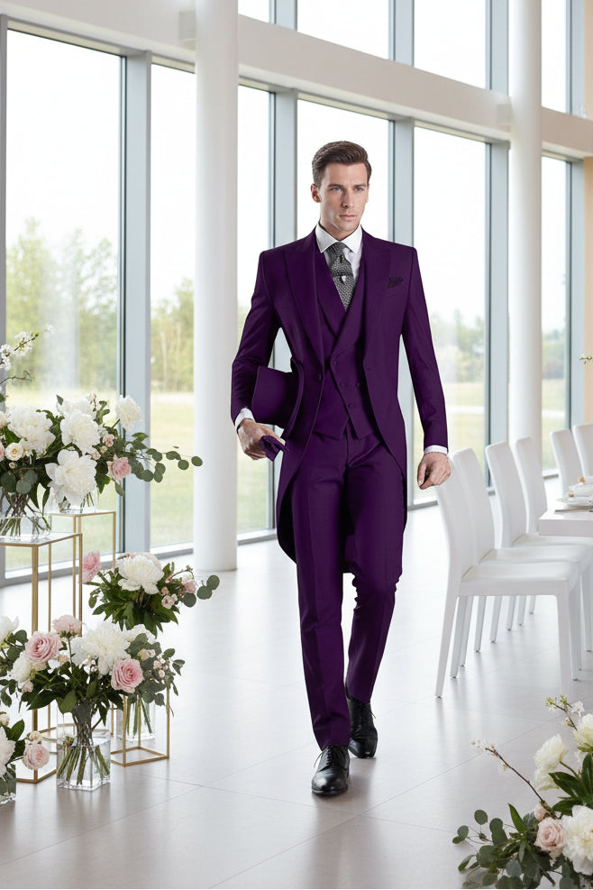 Costume de mariage formel homme le plus récent, long blazer, 3 pièces, smoking de marié, costume de bal classique pour homme, ensemble veste, pantalon et gilet.