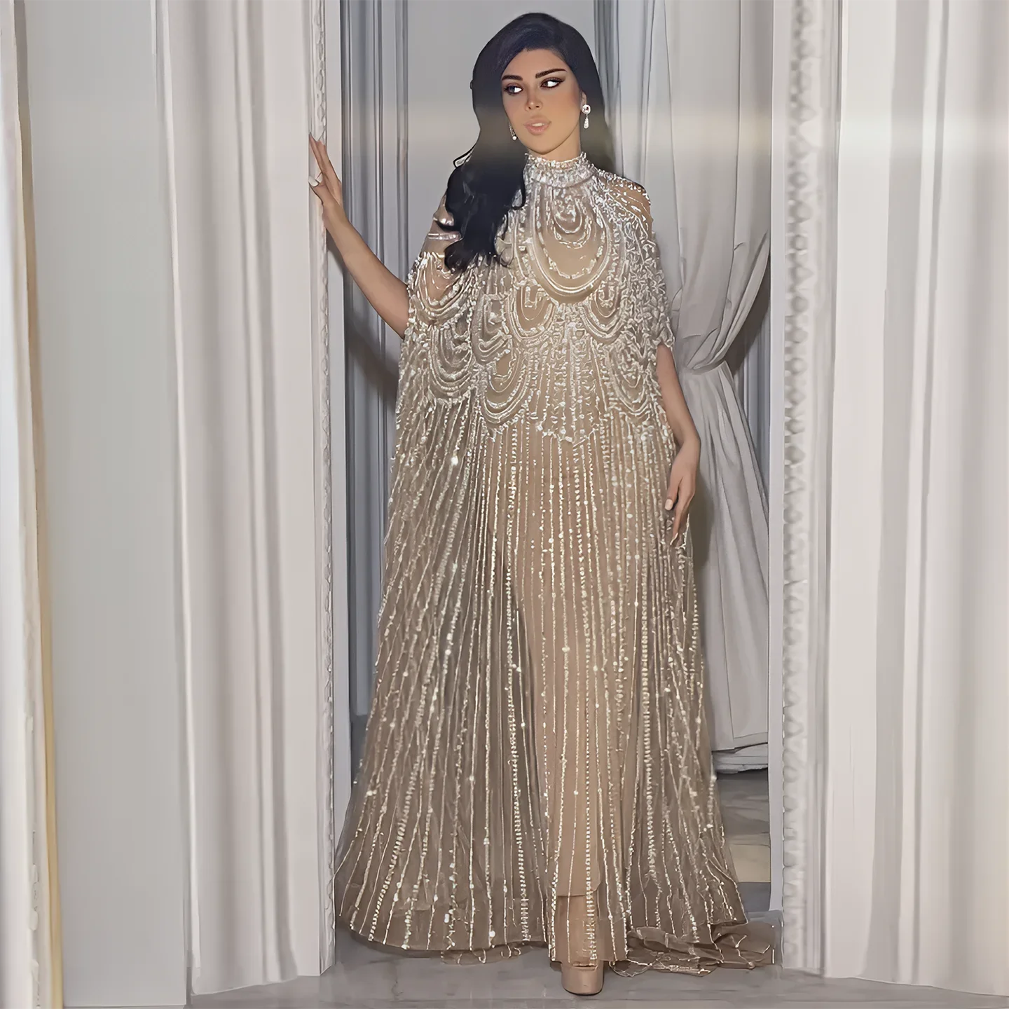 Robes de soirée personnalisées, robe de bal de luxe sexy, Caftan, robe de mariée nude, formelle, élégante et exquise, robe de soirée de haute qualité pour femmes