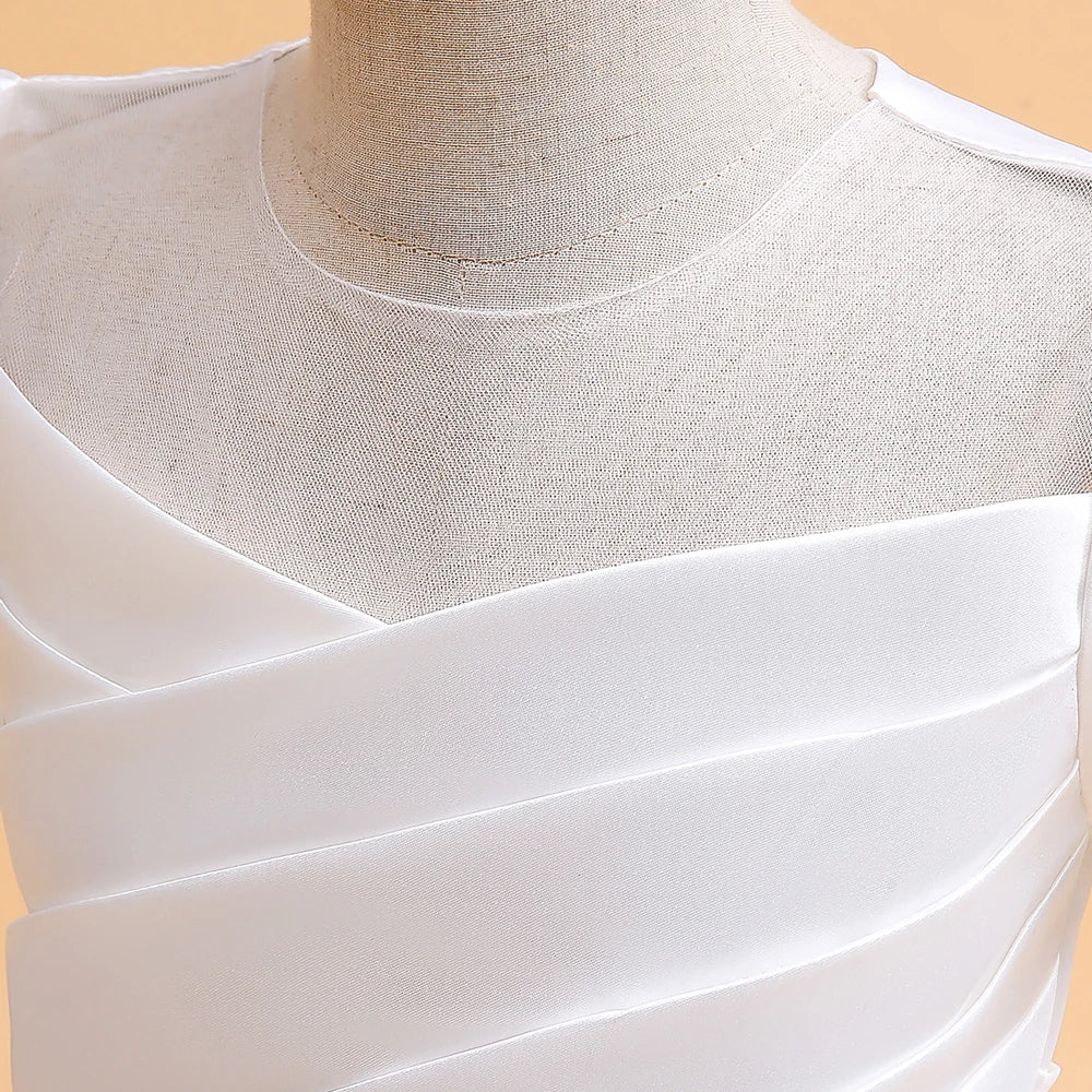 Robes de demoiselle d'honneur élégantes pour filles, robe de soirée de mariage, première communion blanche, robe de soirée longue, vêtements d'été pour enfants