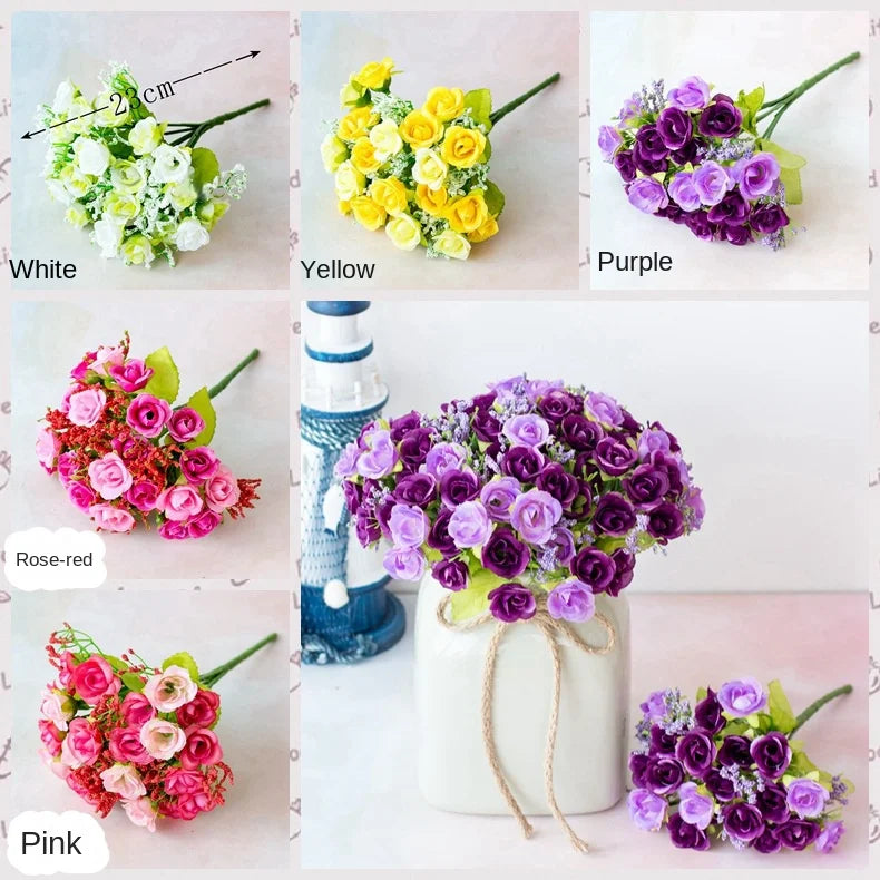Bouquet de roses artificielles diamant – 21 fleurs, 7 tiges