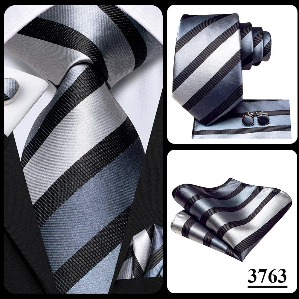 Silk Paisley & Floral Necktie Gift Set | Groom & Groomsmen Wedding Tie with Pocket Square & Cufflinks