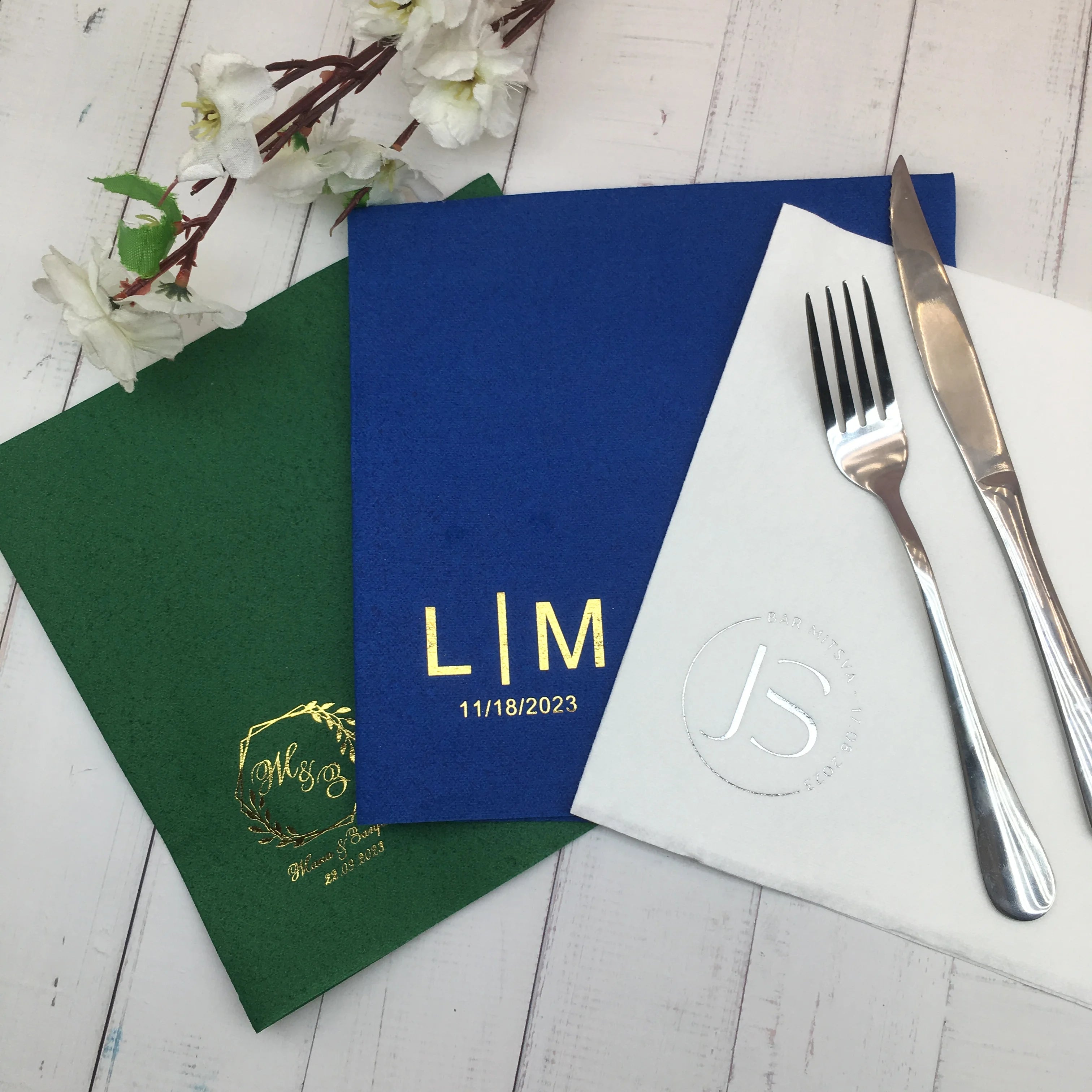 50pcs Personalized Napkins Wedding Engagement Party Table Dinner Decoration Custom Bar Napkins LOTS of COLORS Avail