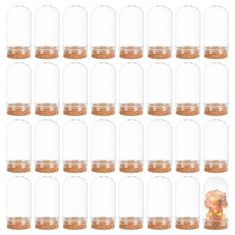 24pcs Glass Cloche Bell Jar with Cork Base - 5 Sizes Display Case for Flowers Mini Bottles Terrarium Home Party Wedding Decor