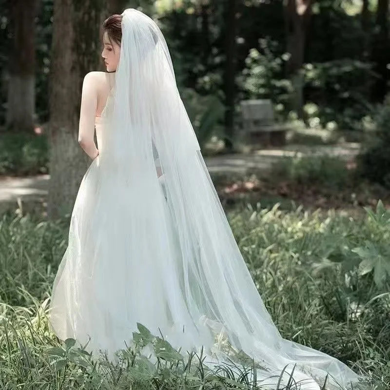 Wedding Veil Cut Edge Bridal Veils Women's Extra Long Wedding Headpiece 0.8* 1.5+ 3 * 1.5 Meters