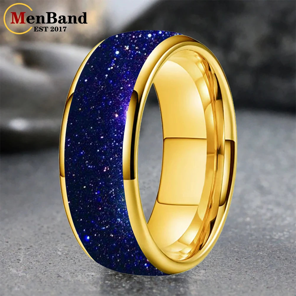 Bague de mariage pour homme 4/6/8mm - Bague en carbure de tungstène avec sable galactique concassé Espace cosmique Bague de mariage unisexe Bague de fiançailles Pour lui