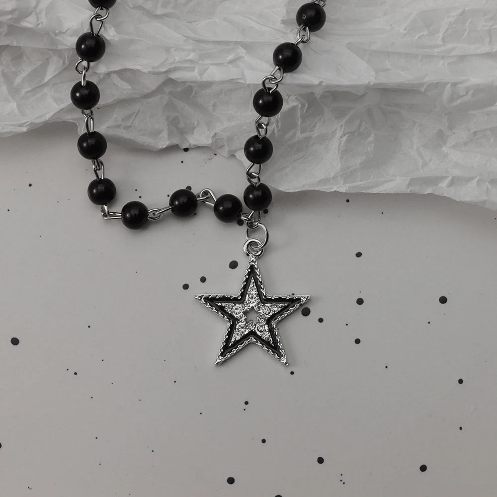 Gothic Bat & Cross Stacked Necklace Set — Y2K Dark Style