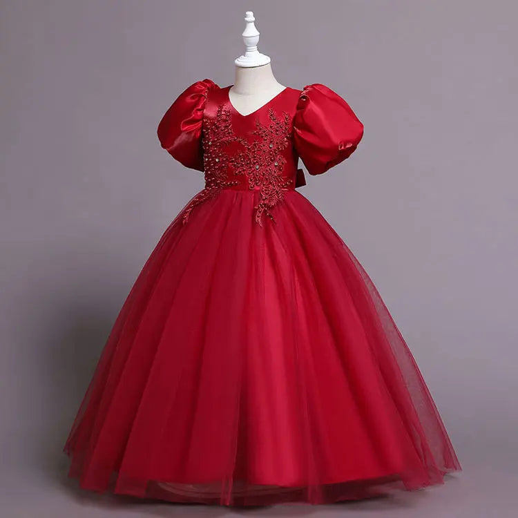 Robes de Demoiselle d'honneur pour Mariages Robes de Soirée Princesse pour Filles Robes d'Enfants à Manches Courtes Robe de Soirée Mariage 3-12 Ans
