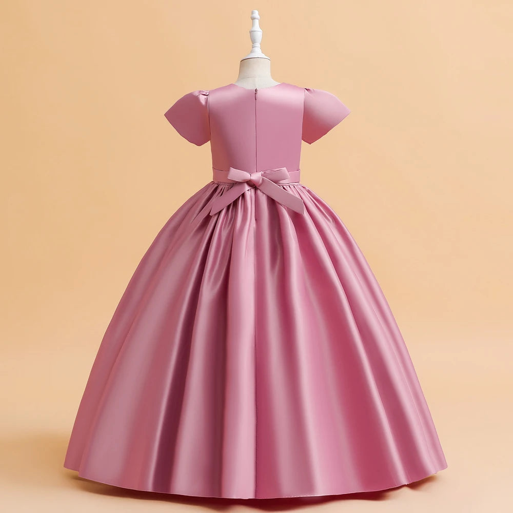 Robes de demoiselle d'honneur élégantes pour filles, robe de soirée de mariage, première communion blanche, robe de soirée longue, vêtements d'été pour enfants