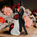 Statue de squelettes en couple, L'amour ne meurt jamais, mariés squelettes, figurine de mariage, crânes de la Fête des Morts en résine, effrayant Hal