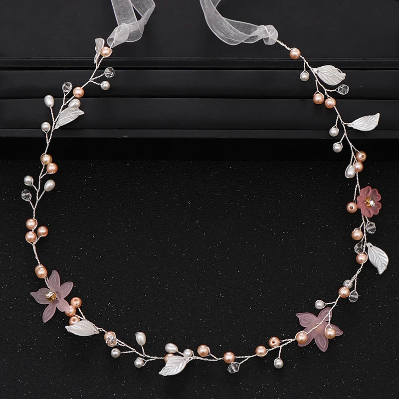 Accessoires de cheveux de mariage Bandeau de perles de mariée Bandeau doré Bijoux de cheveux de fleurs de mariée Bandeau de princesse Cadeau fait main pour fête