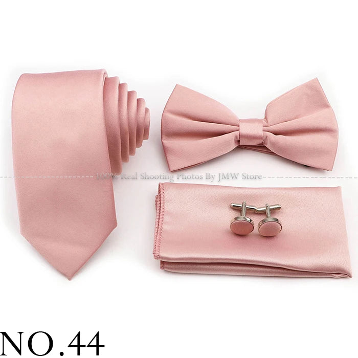 Ensemble cravate et nœud papillon violet bleu sauge vert en polyester, boutons de manchette et broche pour costume de marié, cravate de mariage, accessoire de chemise