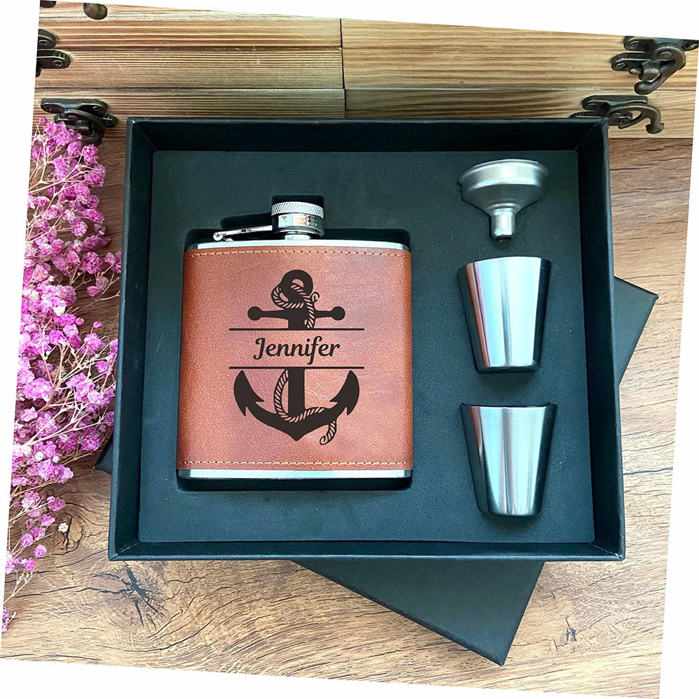 Personalized Engraved Hip Flask – Groomsmen & Best Man Gift | 6oz with Gift Box