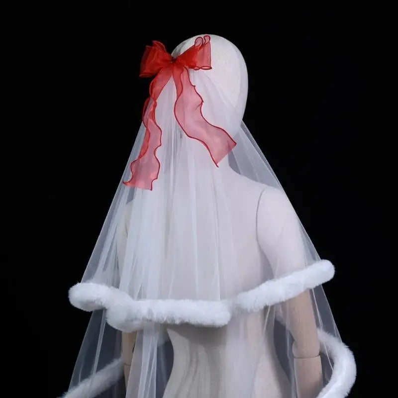 39BD Fingertip Bridal Headdress Veils Cathedral Wedding Veils Minimalists Women Veil for Wedding Ceremonies