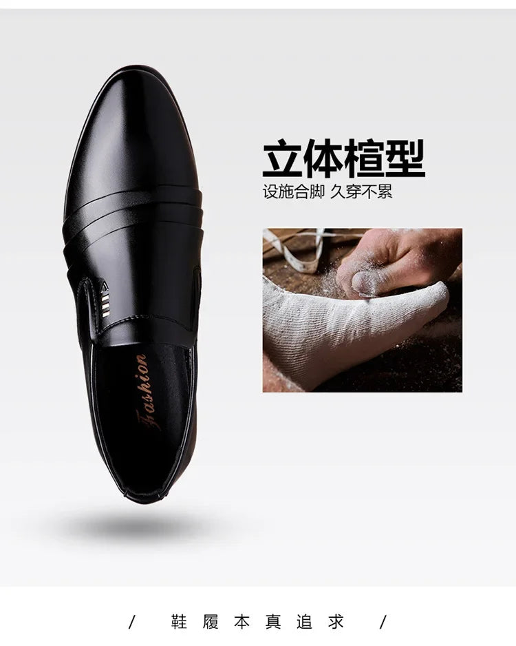 Chaussures habillées pour hommes en cuir PU, mocassins d'affaires tendance pour hommes, chaussures noires pointues Oxford respirantes pour mariage formel