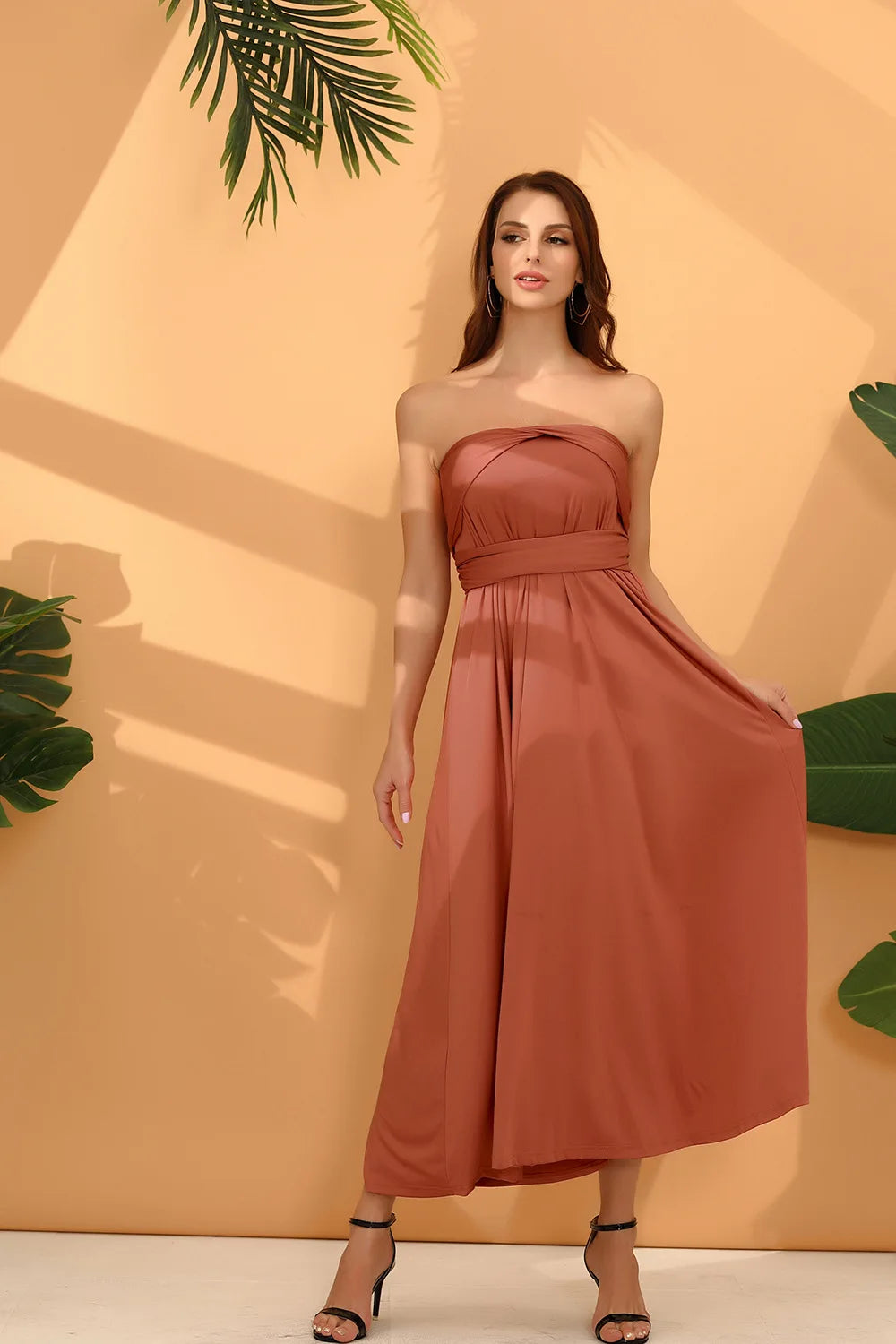 Robe de demoiselle d'honneur, robe longue vert olive de demoiselle d'honneur, robe convertible pour cortège nuptial, robe infinie multivoies, robe sur mesure