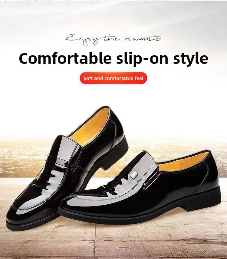 Chaussures en cuir habillées pour hommes, style britannique, décontractées, pour marié, rehaussant la taille, respirantes, à bout pointu, pour l'été