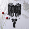 Ensembles de Lingerie Ellolace Palace Femme Corset Souple String Ensemble 2 Pièces Sexy Chaud Sans Bretelles Dentelle Fantaisie Décolleté Plongeant Sous-Vêtements Femme