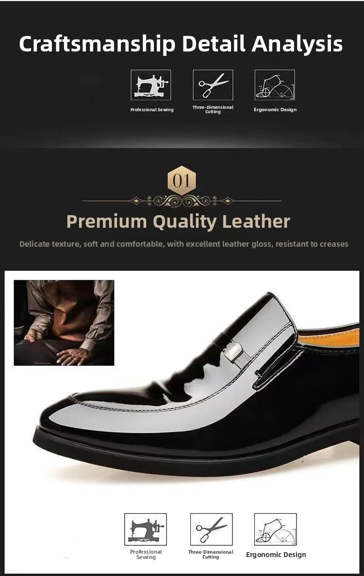 Chaussures en cuir habillées pour hommes, style britannique, décontractées, pour marié, rehaussant la taille, respirantes, à bout pointu, pour l'été