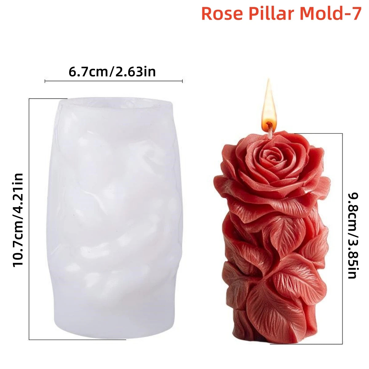 Moule en silicone pour bougie pilier rose 3D, colonne de fleurs géométriques, moule à plâtre pour bougie parfumée, ornement, cadeau fait à la main, décoration de mariage