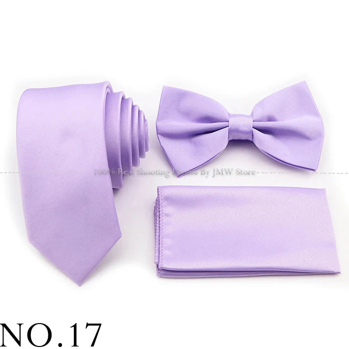 Ensemble cravate et nœud papillon violet bleu sauge vert en polyester, boutons de manchette et broche pour costume de marié, cravate de mariage, accessoire de chemise