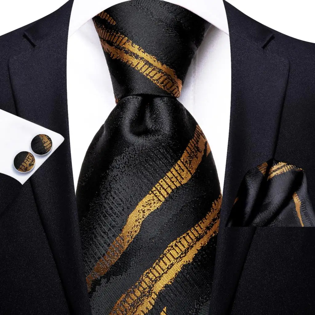 Silk Necktie Gift Set | Groom & Groomsmen Wedding Tie with Pocket Square & Cufflinks