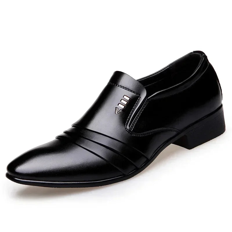 Chaussures habillées pour hommes en cuir PU, mocassins d'affaires tendance pour hommes, chaussures noires pointues Oxford respirantes pour mariage formel