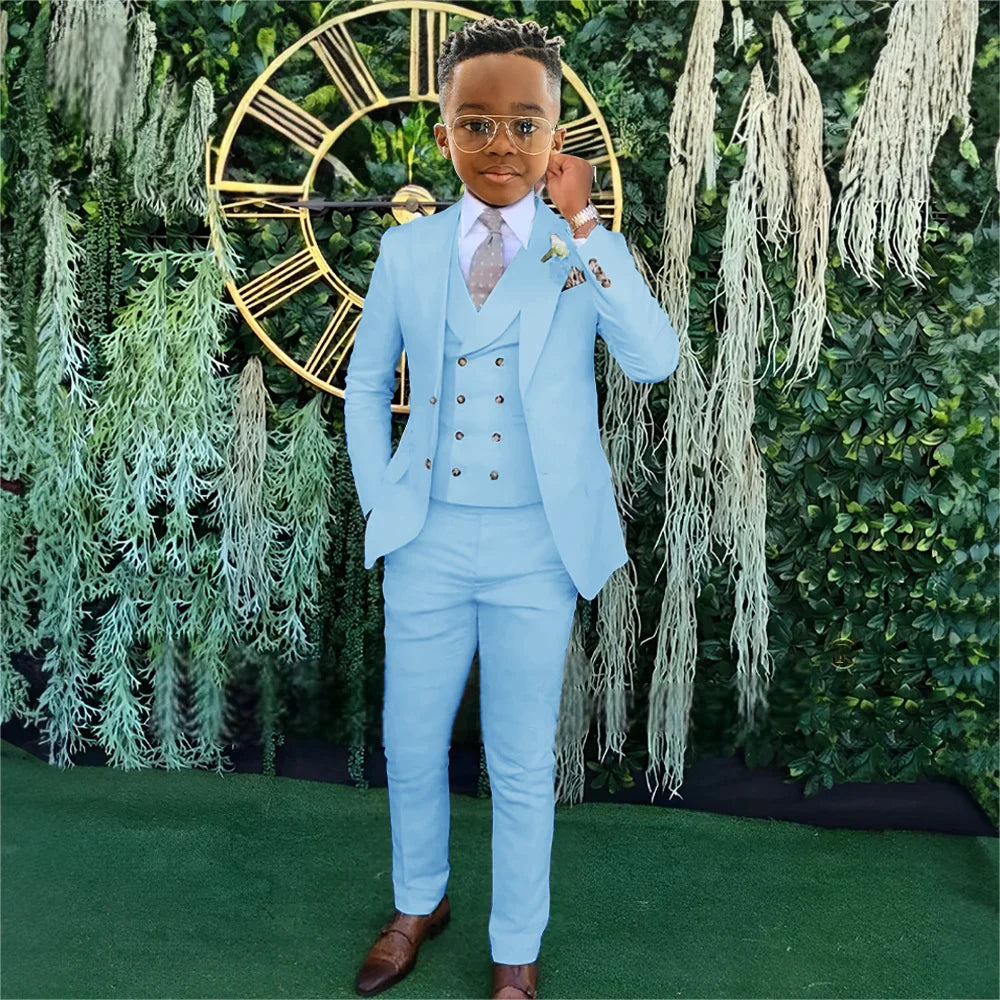 Ensemble Costumes Garçon 3 Pièces Veste Gilet Pantalon Tenue de Banquet Fête Élégant Smoking Enfant Vêtements d'Invité de Mariage 2-20T